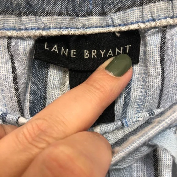 Lane Bryant Linen Blend Beach Pants Size 26 Colors White Blues Metallic Stripes - Picture 12 of 13
